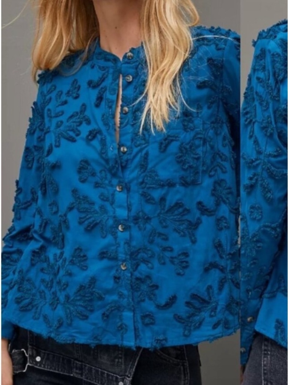 Anthropologie Pilcro Whitney Textured Trapeze Button Down Blouse Shirt feminine